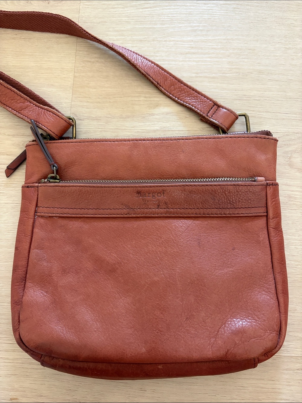 margot brown leather crossbody bag